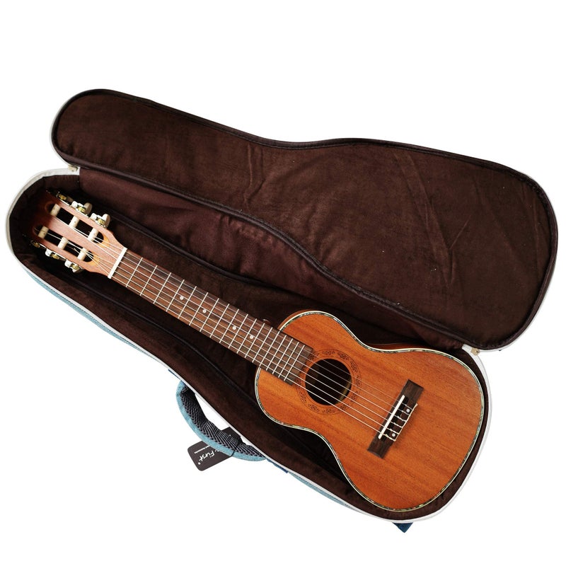MUSIC FIRST Original Design 15mm Thick Vintage Style Jeans Cloth/Denim Guitalele case, Guitalele Bag, Soft Guitar Case. Guitalele Backpack! (30~31 inch) PLS CHECK PHOTO No.2 AND MEASURE YOUR GUITAR! - Image 3